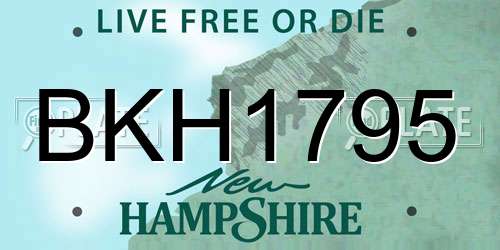 BKH1795 New Hampshire License Plate