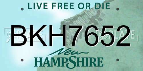 BKH7652 New Hampshire License Plate