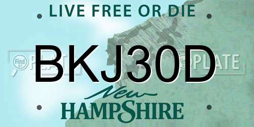 BKJ30D New Hampshire License Plate