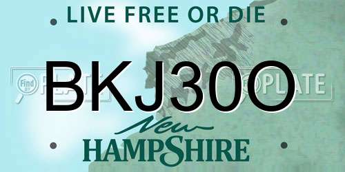BKJ30O New Hampshire License Plate
