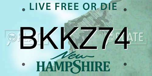 BKKZ74 New Hampshire License Plate