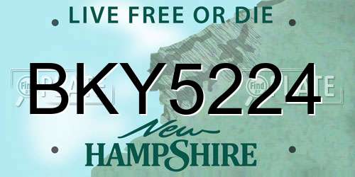 BKY5224 New Hampshire License Plate