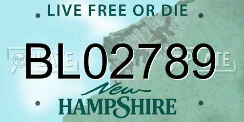BL02789 New Hampshire License Plate