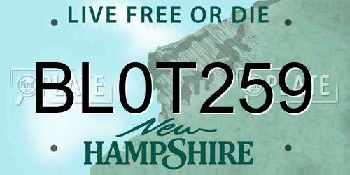 BL0T259 New Hampshire License Plate