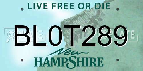 BL0T289 New Hampshire License Plate