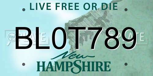BL0T789 New Hampshire License Plate