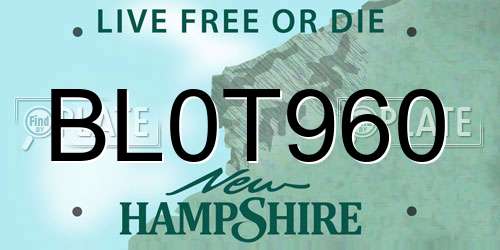 BL0T960 New Hampshire License Plate
