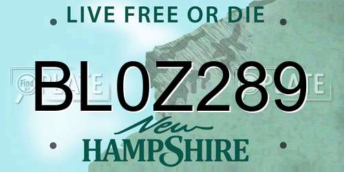 BL0Z289 New Hampshire License Plate
