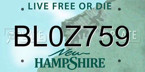 BL0Z759 New Hampshire License Plate