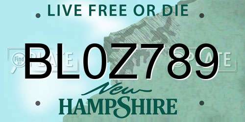 BL0Z789 New Hampshire License Plate