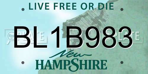 BL1B983 New Hampshire License Plate
