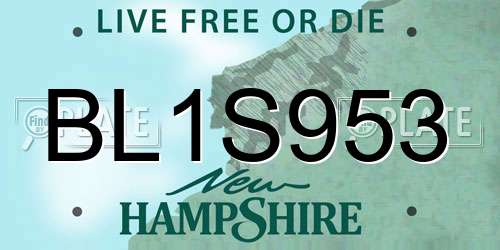 BL1S953 New Hampshire License Plate