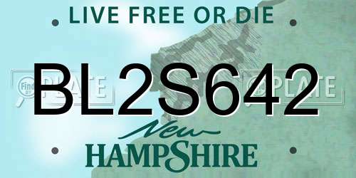 BL2S642 New Hampshire License Plate