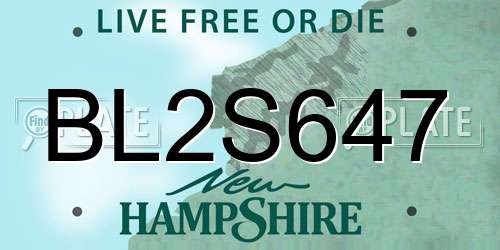 BL2S647 New Hampshire License Plate