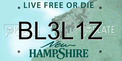 BL3L1Z New Hampshire License Plate
