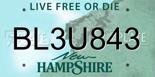BL3U843 New Hampshire License Plate