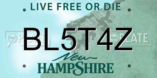 BL5T4Z New Hampshire License Plate
