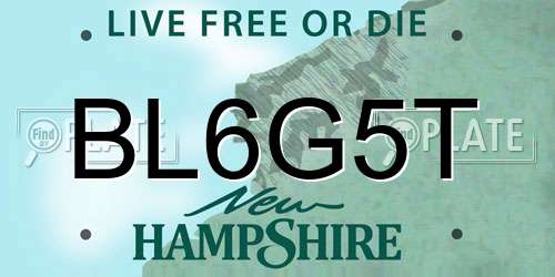 BL6G5T New Hampshire License Plate