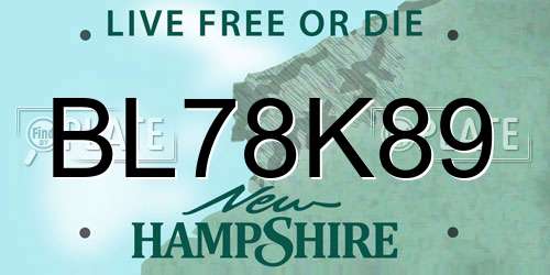BL78K89 New Hampshire License Plate