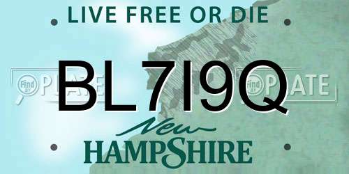BL7I9Q New Hampshire License Plate