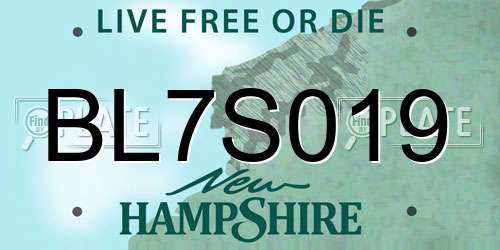 BL7S019 New Hampshire License Plate