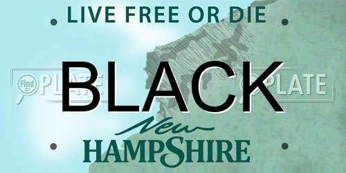 BLACK New Hampshire License Plate