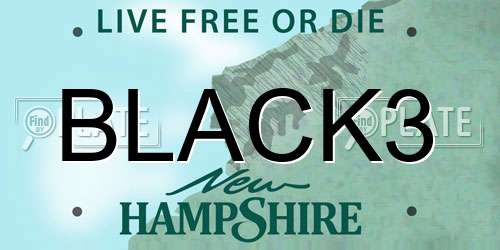 BLACK3 New Hampshire License Plate
