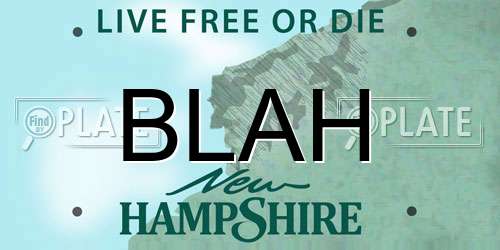 BLAH New Hampshire License Plate