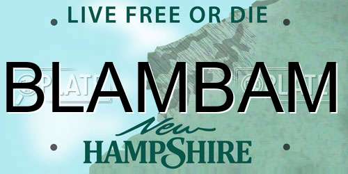 BLAMBAM New Hampshire License Plate