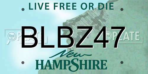 BLBZ47 New Hampshire License Plate