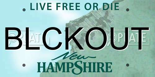 BLCKOUT New Hampshire License Plate