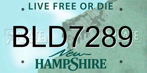 BLD7289 New Hampshire License Plate
