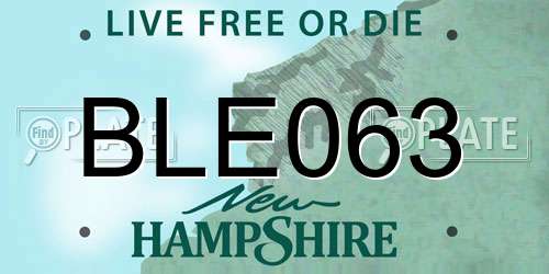 BLE063 New Hampshire License Plate