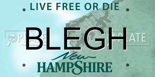 BLEGH New Hampshire License Plate