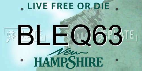 BLEQ63 New Hampshire License Plate