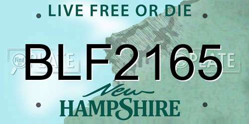 BLF2165 New Hampshire License Plate