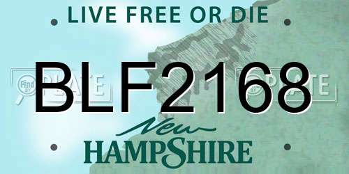 BLF2168 New Hampshire License Plate