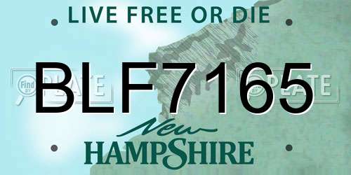 BLF7165 New Hampshire License Plate