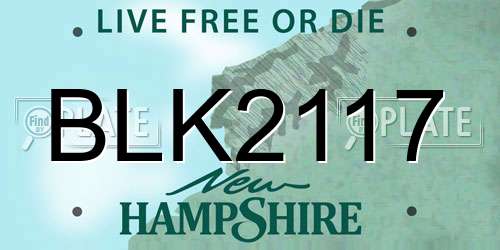 BLK2117 New Hampshire License Plate