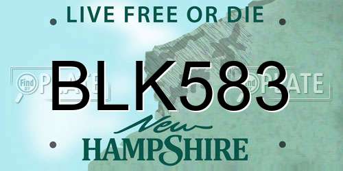 BLK583 New Hampshire License Plate
