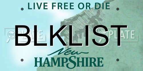 BLKLIST New Hampshire License Plate