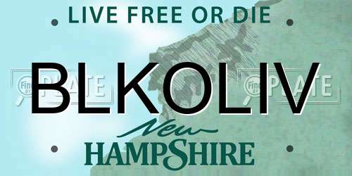 BLKOLIV New Hampshire License Plate