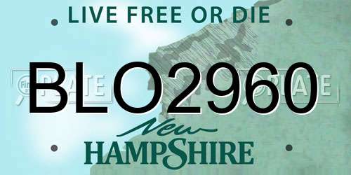 BLO2960 New Hampshire License Plate