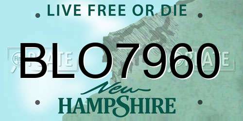 BLO7960 New Hampshire License Plate