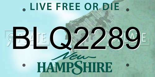 BLQ2289 New Hampshire License Plate