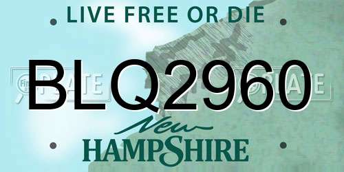 BLQ2960 New Hampshire License Plate