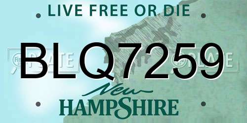BLQ7259 New Hampshire License Plate