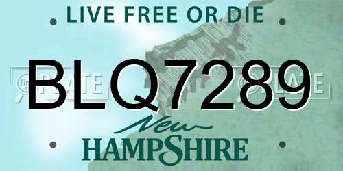 BLQ7289 New Hampshire License Plate