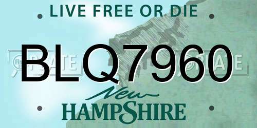 BLQ7960 New Hampshire License Plate