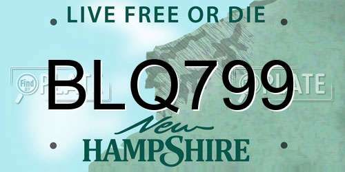 BLQ799 New Hampshire License Plate
